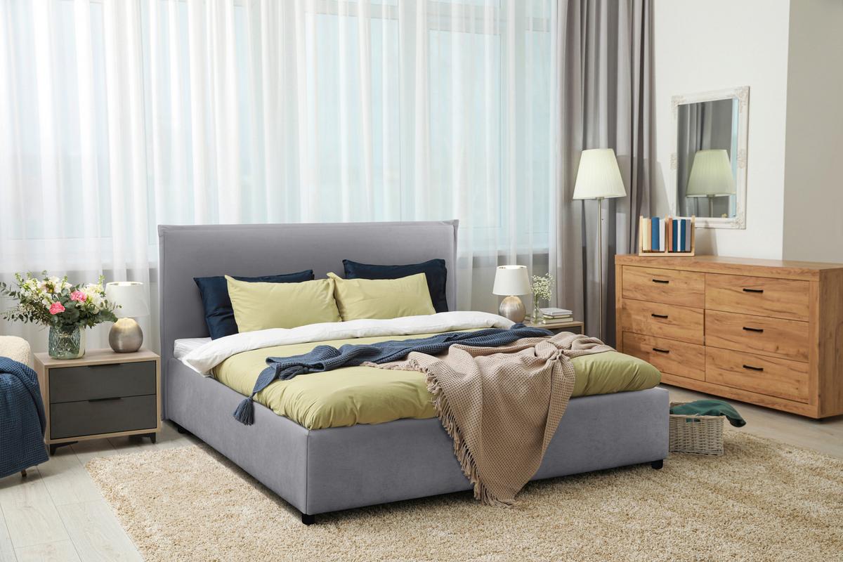Kárpitozott Ágykeret Milano - szürke, Konventionell, műanyag/faalapú anyag (140/200cm)