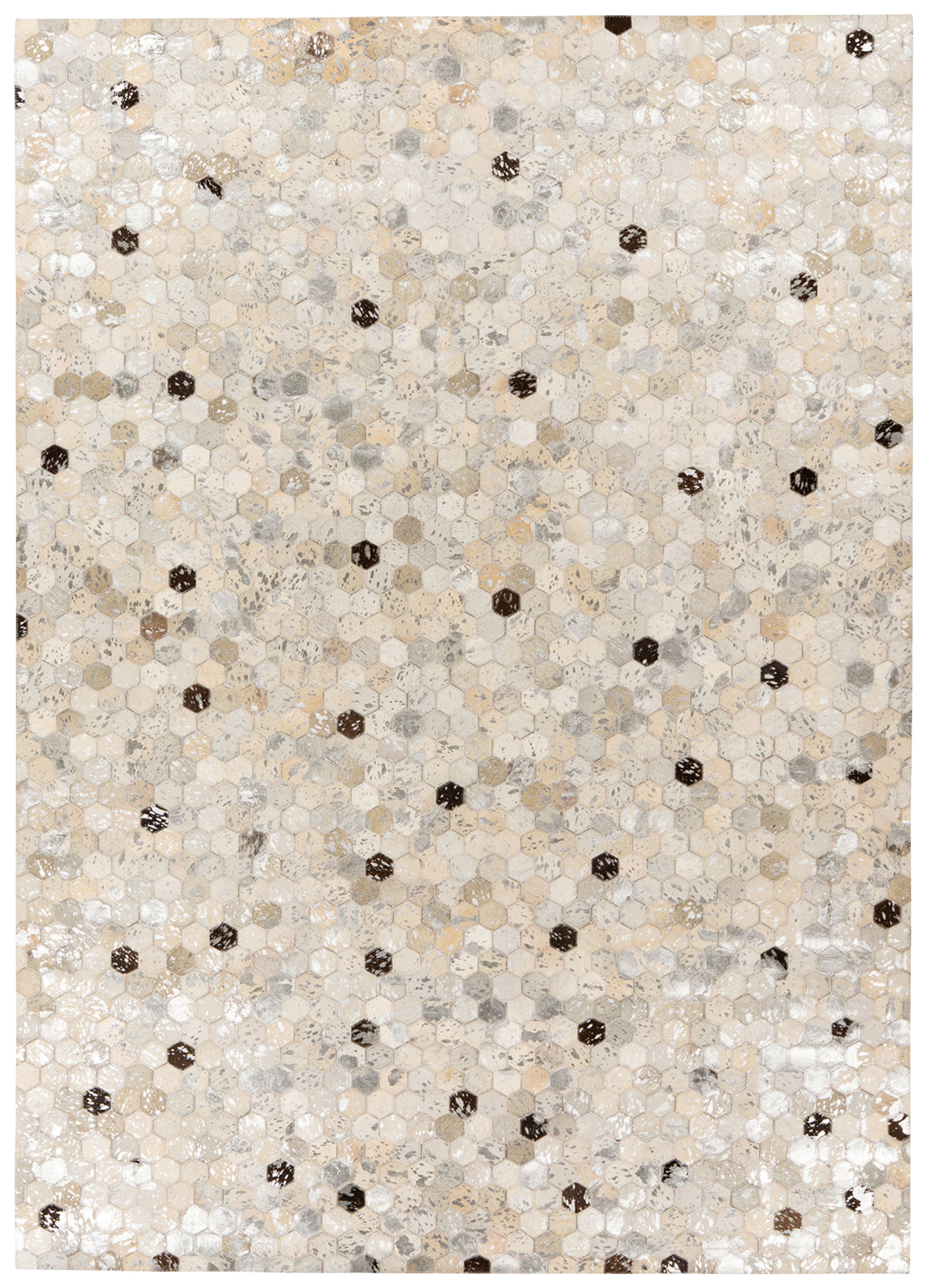 LEDERTEPPICH RAVI 400 - Silberfarben/Grau, Konventionell, Leder (80/150cm) - Kayoom