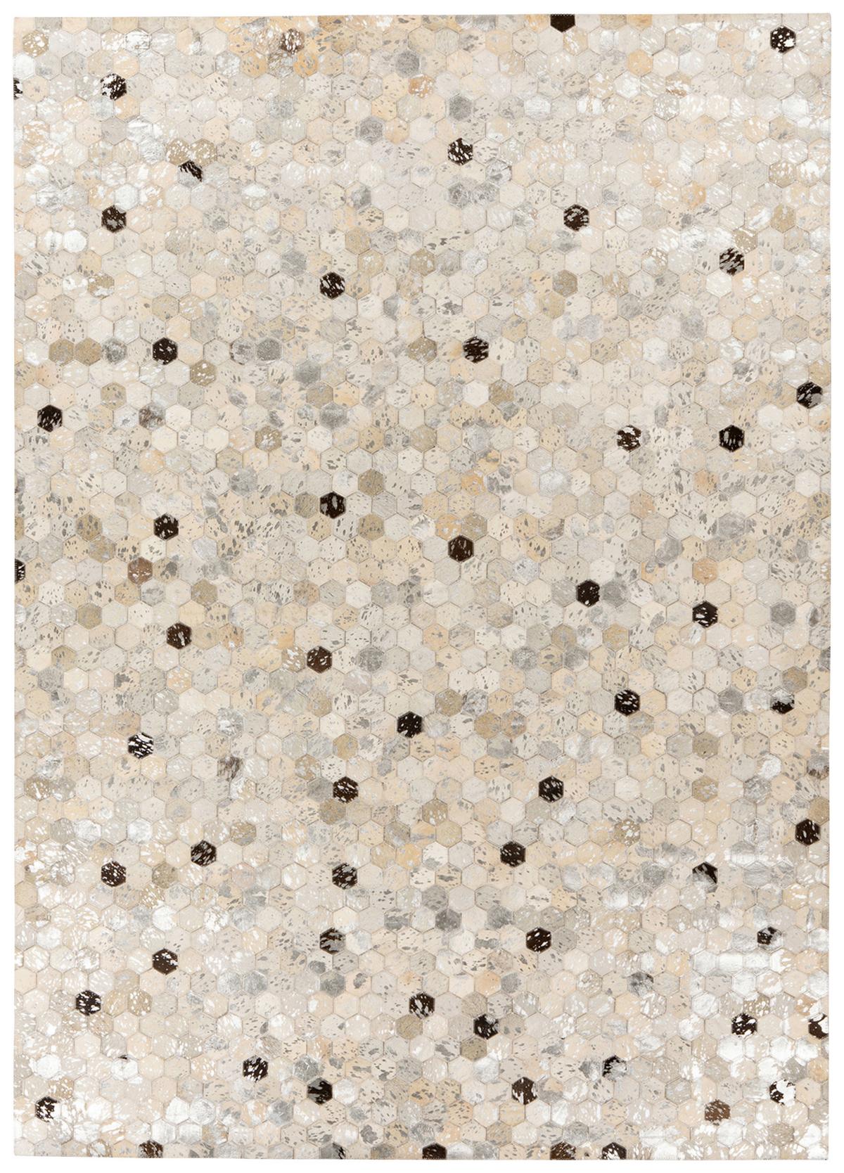 LEDERTEPPICH RAVI 400 - Silberfarben/Grau, Konventionell, Leder (120/170cm) - Kayoom