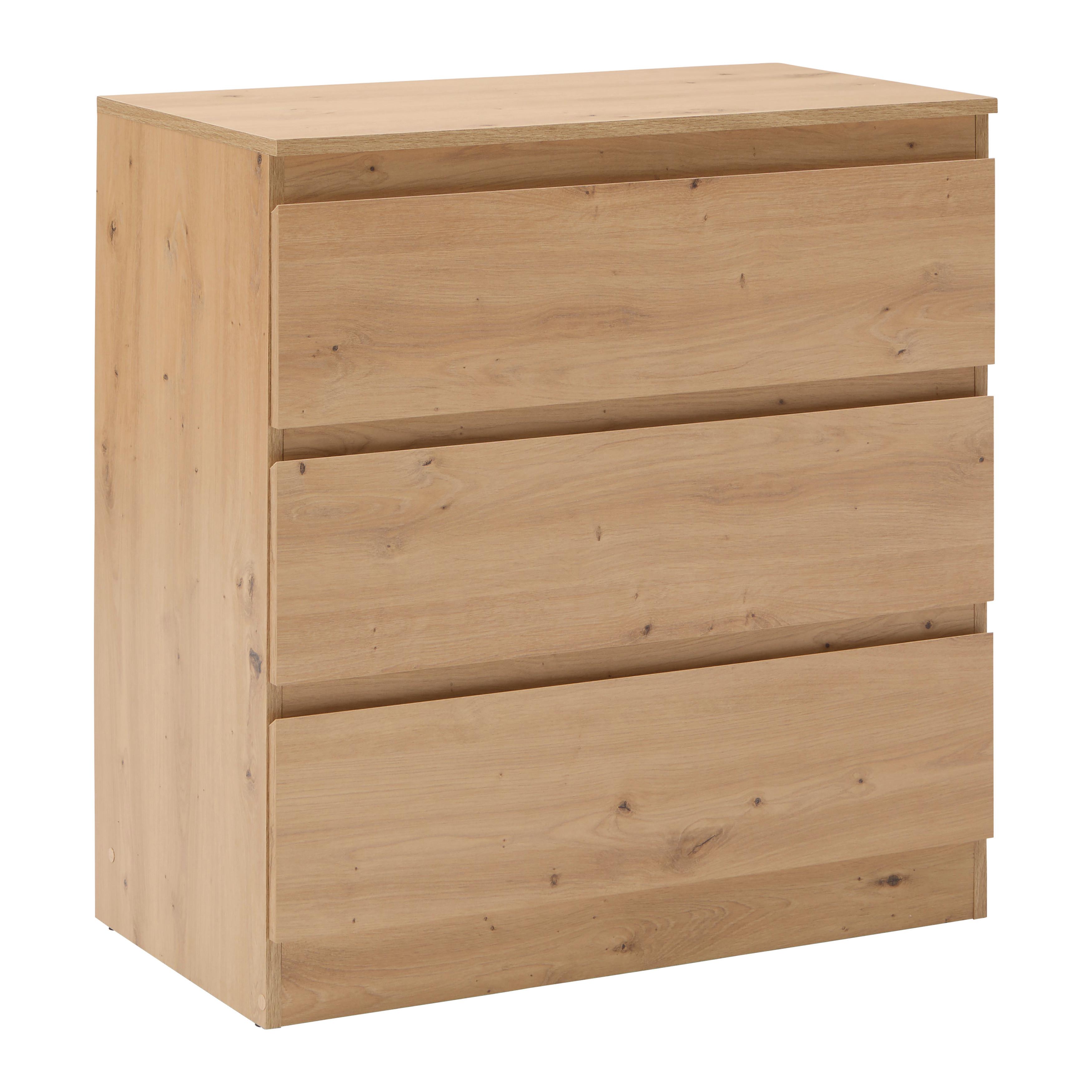 Kommode Mara Eiche Artisan - Silberfarben/Schwarz, KONVENTIONELL, Holzwerkstoff/Kunststoff (77/80/42cm) - Mömax