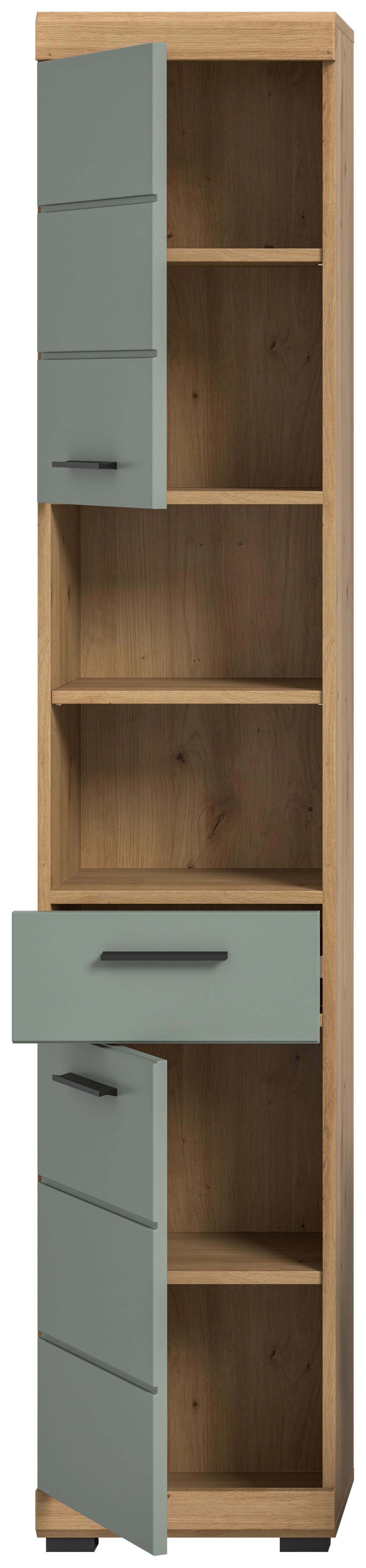 Hochschrank Scout ca. 37x191x31 cm Salbeigrün - Salbeigrün/Schwarz, MODERN, Holzwerkstoff/Kunststoff (37/191/31cm) - MID.YOU