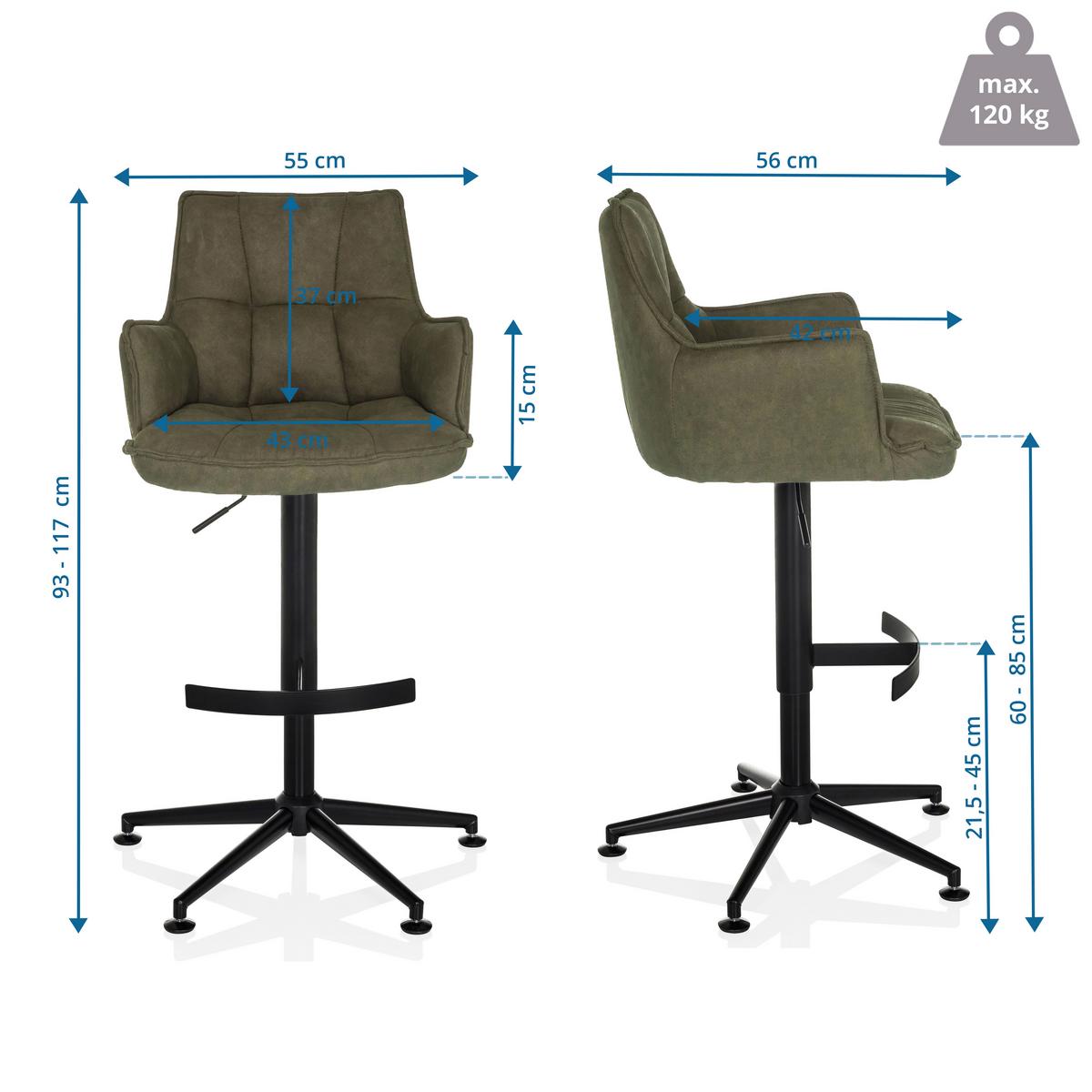 Barski Stol Solao Life High, Zelena - črna/zelena, Moderno, kovina/umetna masa (55/93/56cm) - MID.YOU