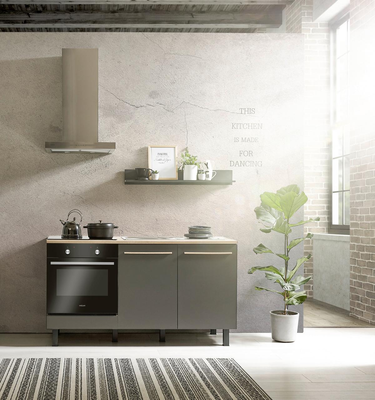Kuhinjski Blok Brez Aparatov Bilberry, Siva, Hrast, 160cm - hrast sonoma/antracit, Design, leseni material (160cm) - MID.YOU