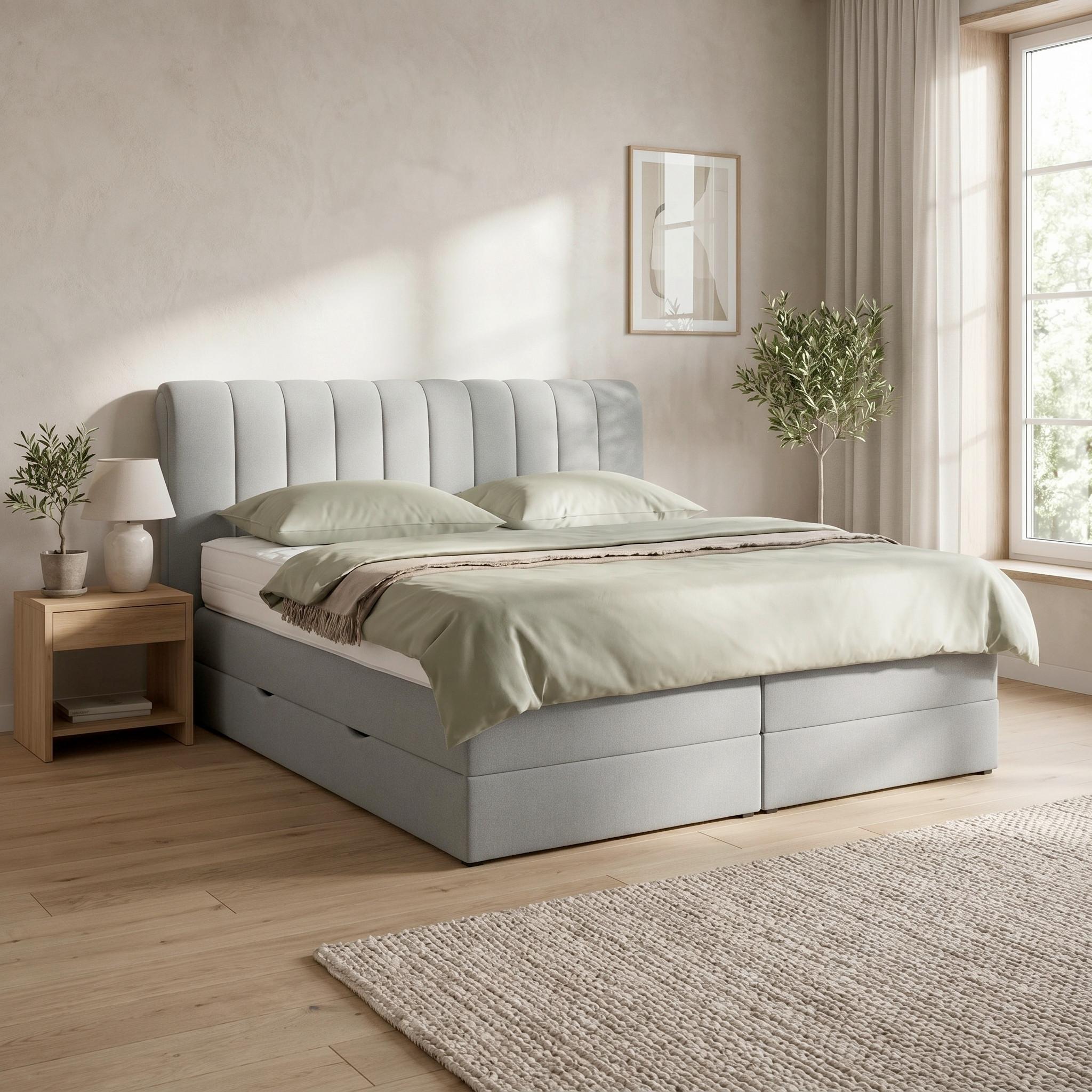Boxspringbett Belano Dunkelgrau ca. 200x200cm - Dunkelgrau, KONVENTIONELL, Holz/Holzwerkstoff (200/200cm) - Premium Living