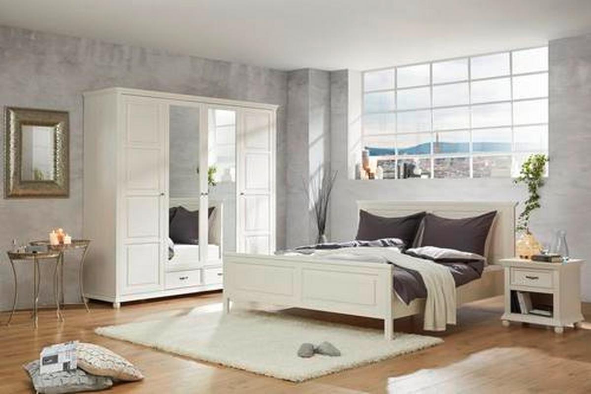 lit in Weiss ca. 180x200cm - blanc, Romantik / Landhaus, bois (180/200cm) - Zandiara