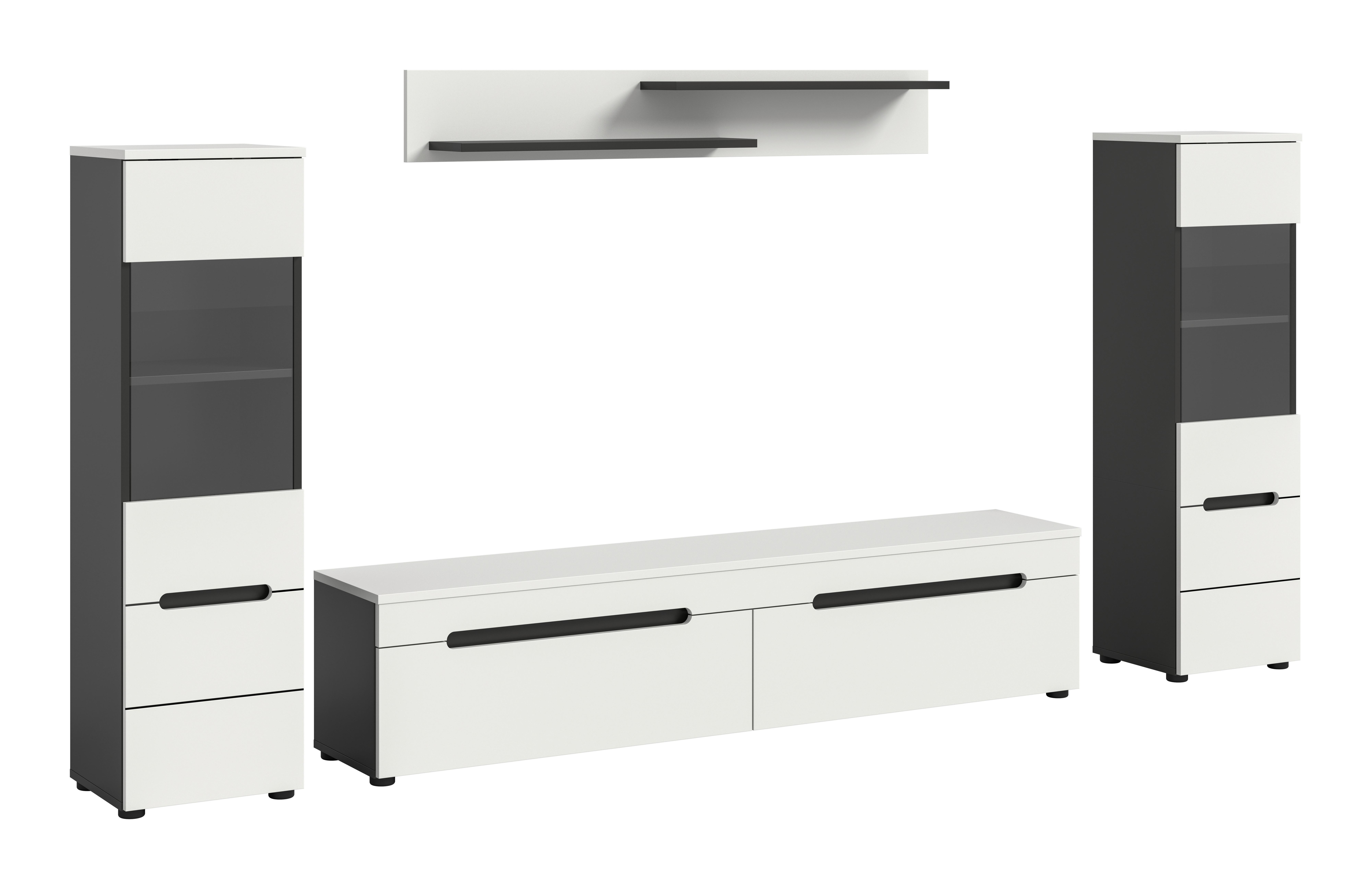 Dnevni Regal Canu, Bela, Siva, 4-Delni - črna/bela, Design, umetna masa/leseni material (272/141/33cm) - Livetastic