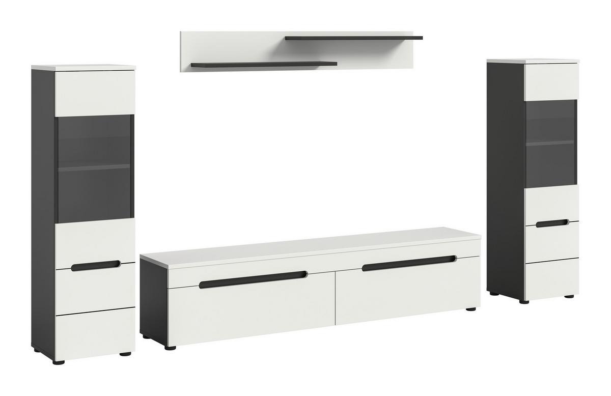 Dnevni Regal Canu, Bela, Siva, 4-Delni - črna/bela, Design, umetna masa/leseni material (272/141/33cm) - Livetastic