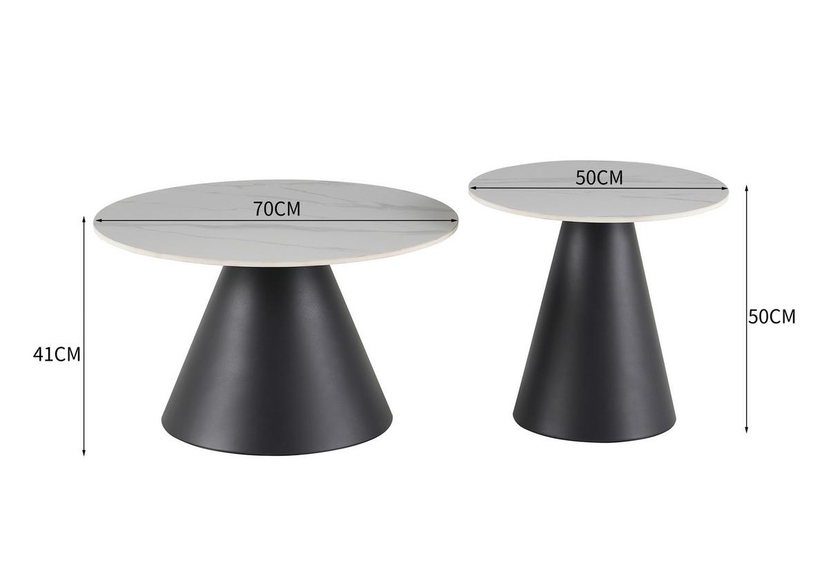 Stolić Preston - bijela visoki sjaj/crna, Moderno, kamen/metal (70/50/70/50/40/46cm) - Modern Living
