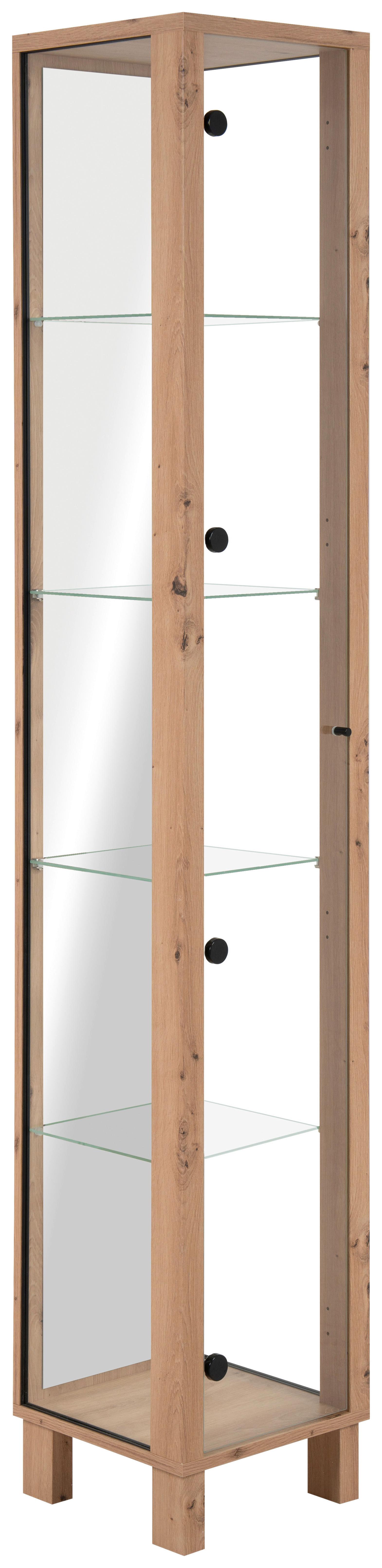 Vitrina Albi - hrast Artisan/crna, Moderno, staklo/drvni materijal (33/189/33cm) - Modern Living