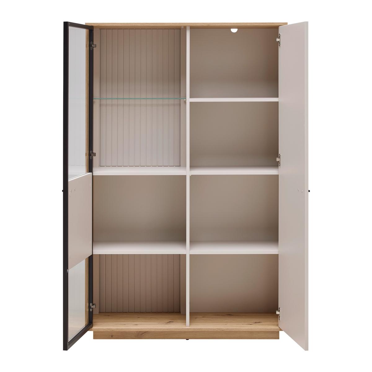 Highboard Cremona Kaschmir/Eiche Artisan - Kaschmir/Schwarz, MODERN, Glas/Holzwerkstoff (100,3/161,7/38cm) - Premium Living