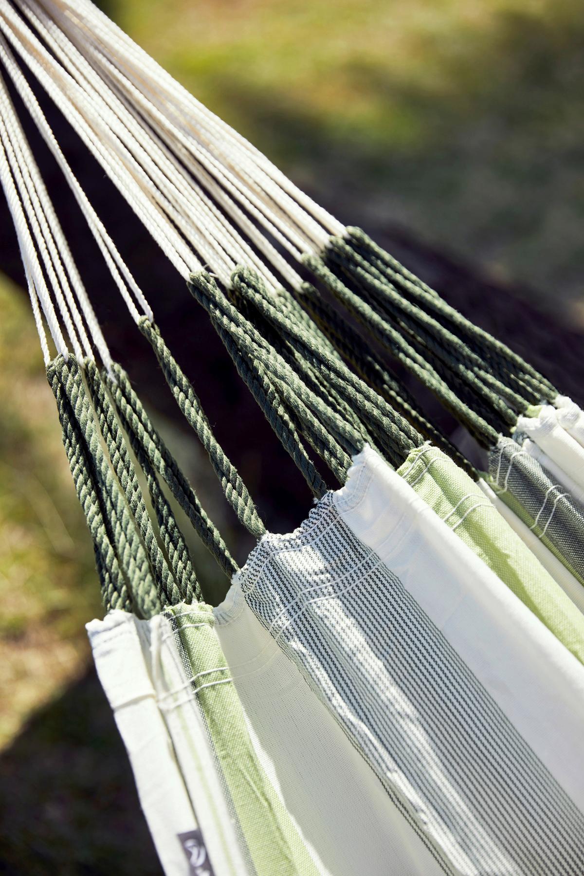 Hängematte Classic Double Hammock Outdoor Weiß/Grün - Weiß/Hellgrün, KONVENTIONELL, Textil (160/350cm) - La Siesta