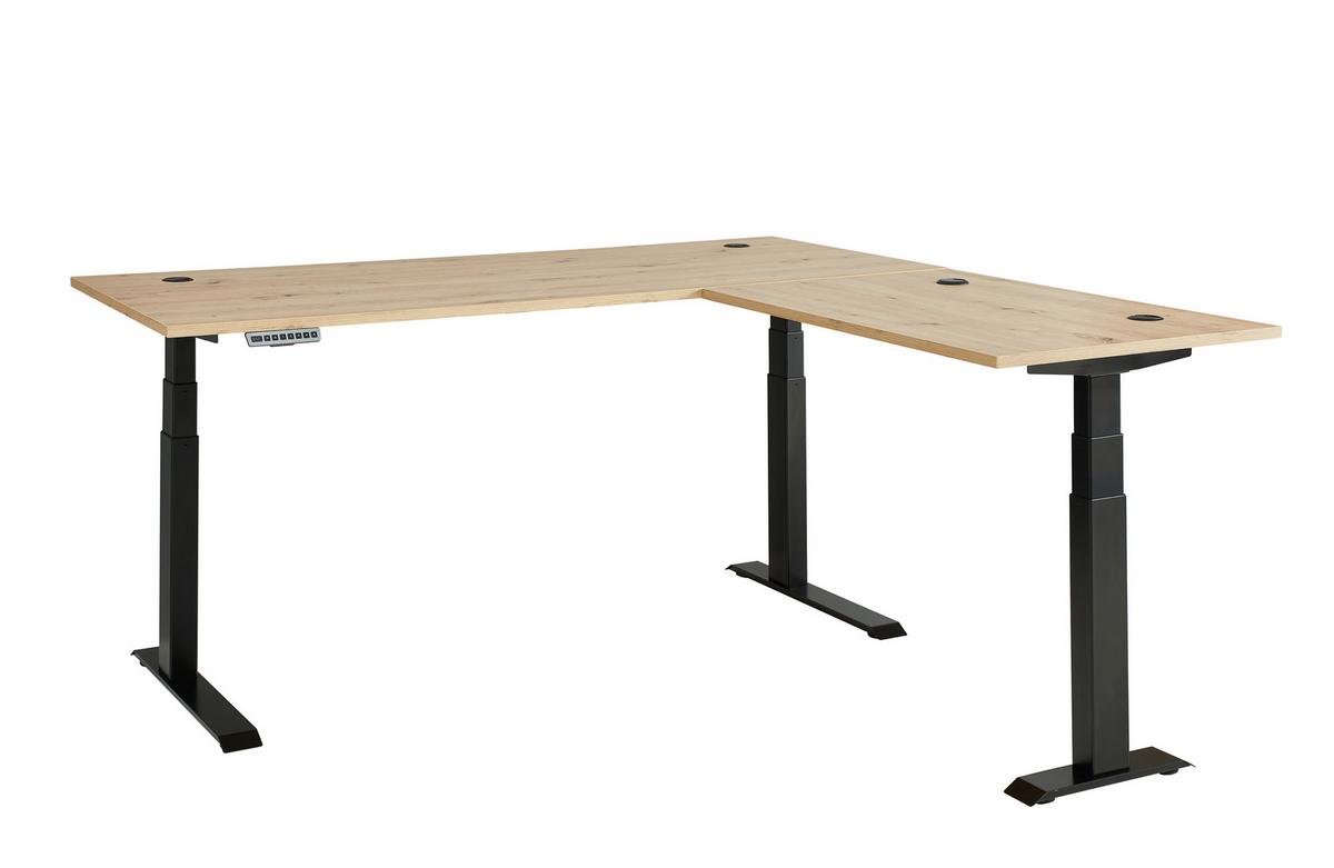 Sarokíróasztal Memphis - grafitszürke/Artisan tölgy, Modern, faalapú anyag/fém (185/177cm) - Premium Living
