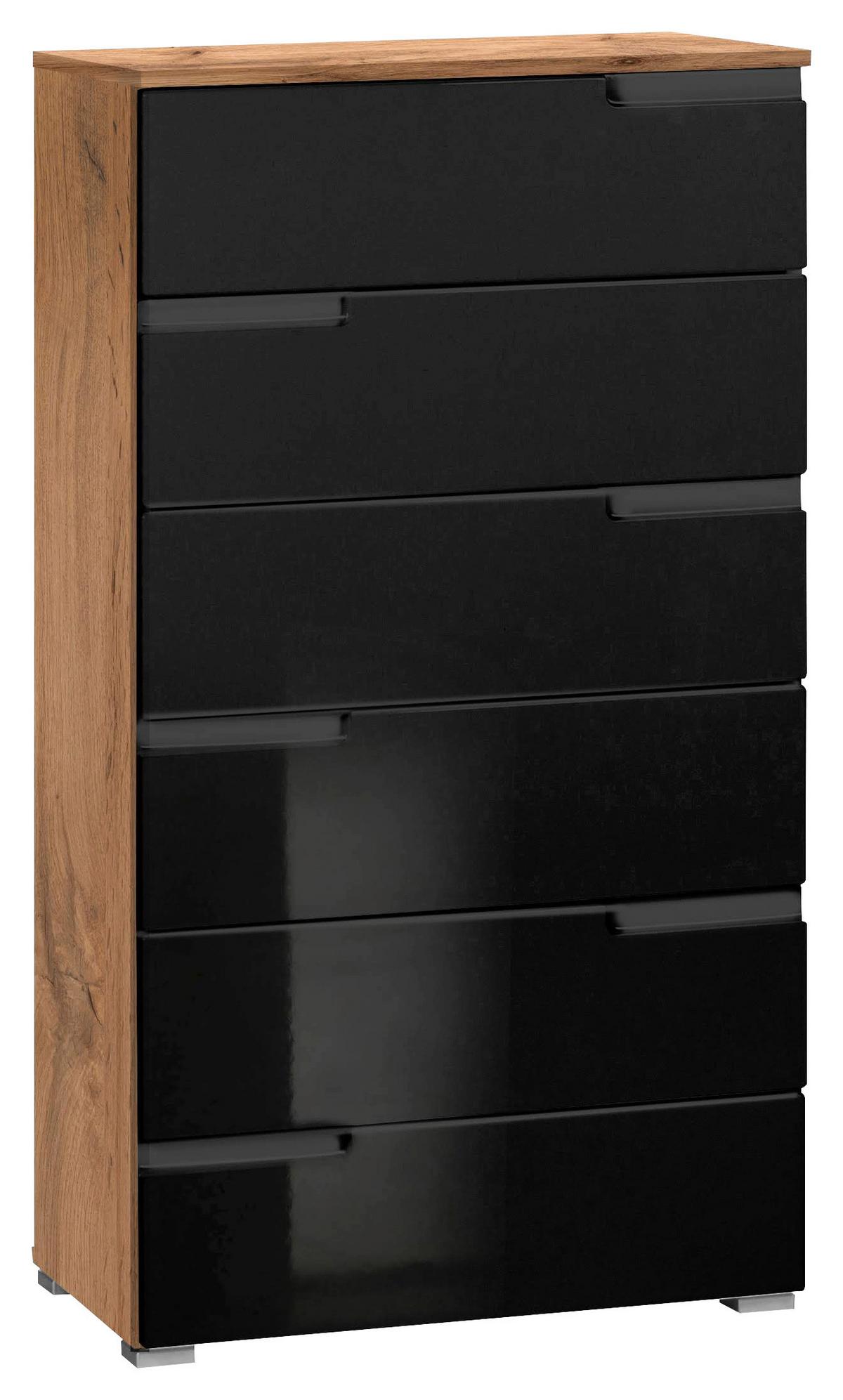 Komód Fekete-tölgy Szín Moon - tölgyfa színű/fekete, Modern, faalapú anyag (65/118/40cm)