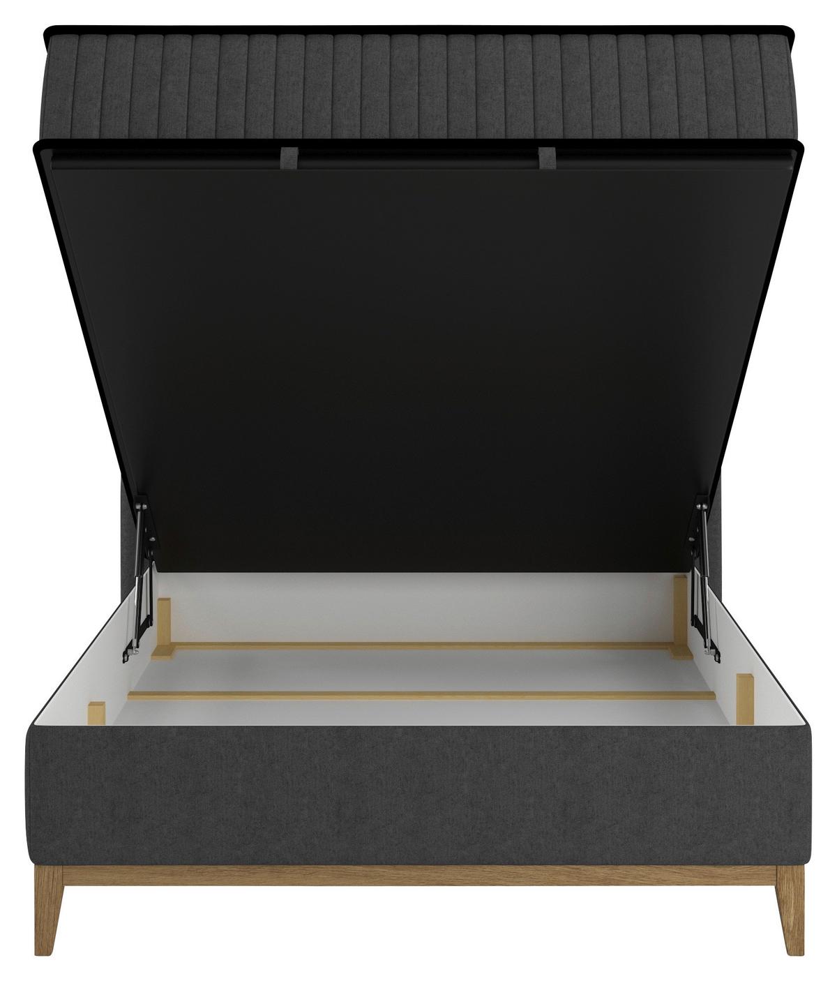 Bett Elena Schwarz ca. 120x200cm - Schwarz, KONVENTIONELL, Holz/Holzwerkstoff (120/200cm) - Sembella