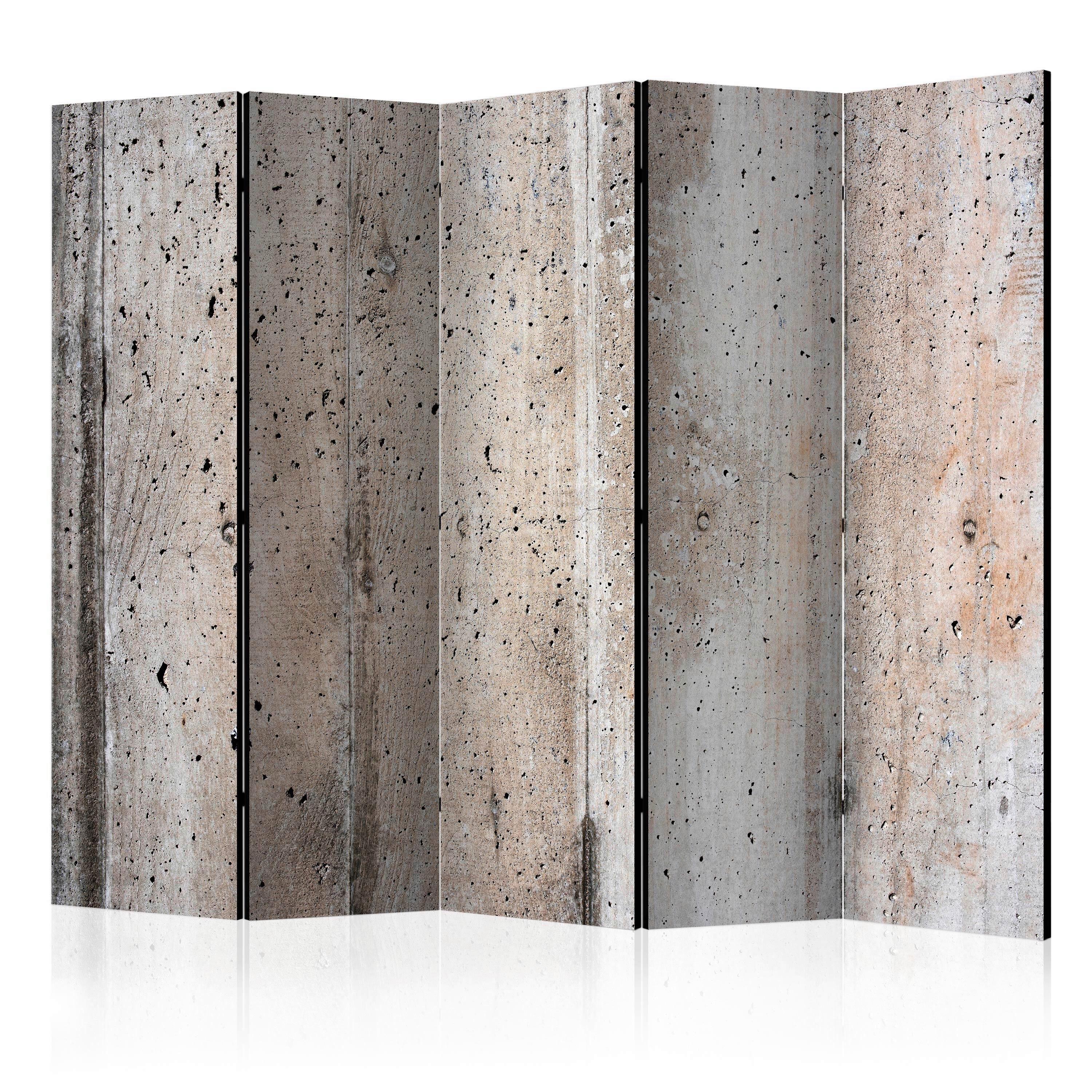 Paravan Old Concrete I, 5-Delni, Akustičen - bež/svetlo siva, Basics, umetna masa/tekstil (225/172/3cm) - artgeist
