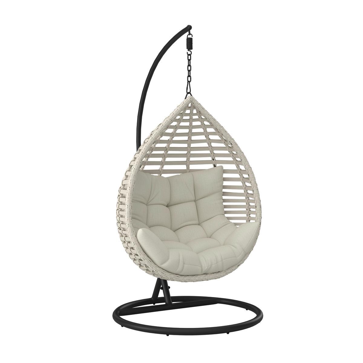 HÄNGESESSEL NANCY - Dunkelgrau/Creme, Modern, Kunststoff/Textil (105/196/120cm) - Bessagi Garden