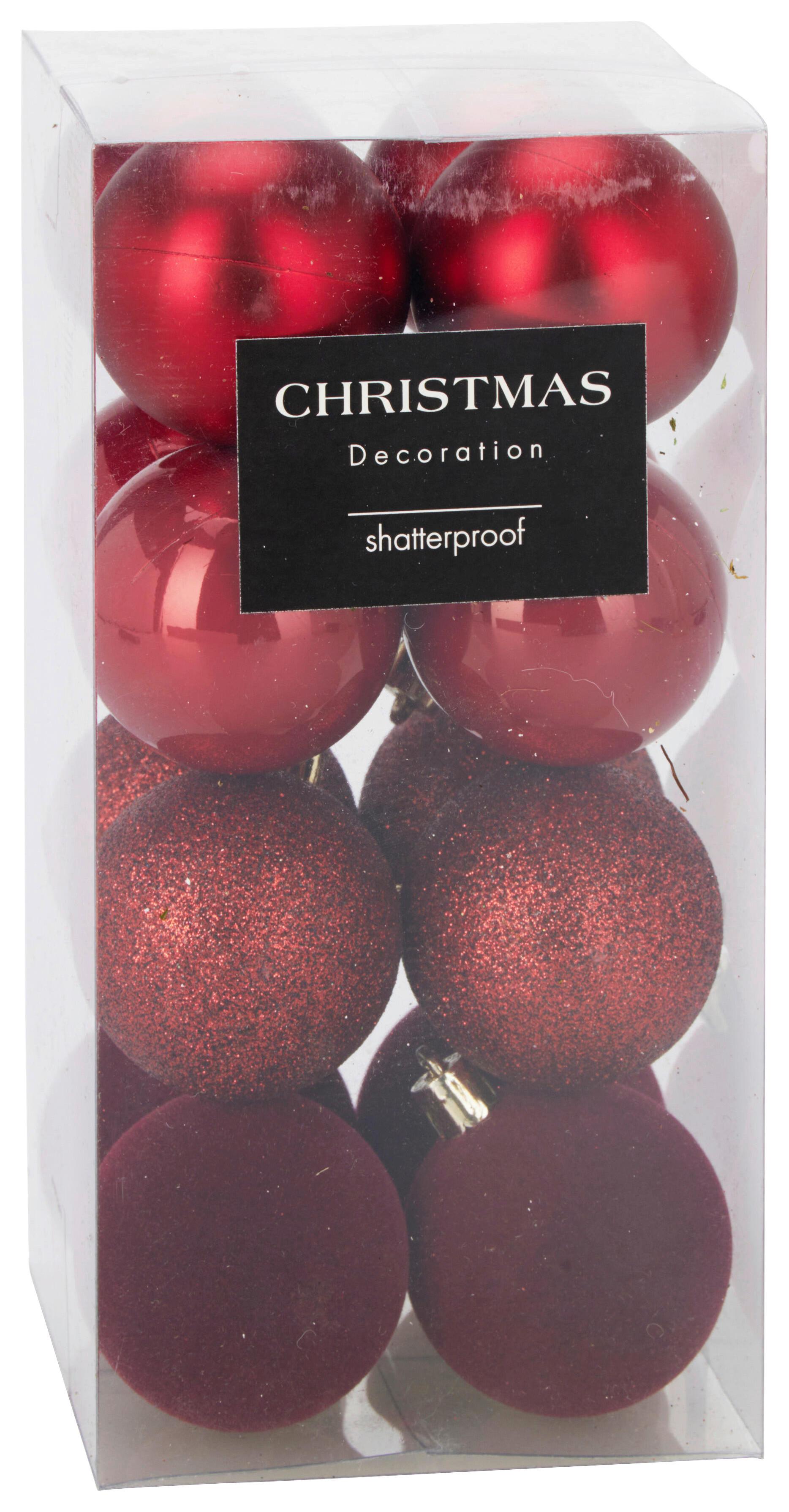 Christbaumkugel-Set Romy Rot 16-teilig - Rot, KONVENTIONELL, Kunststoff (5cm) - Mömax