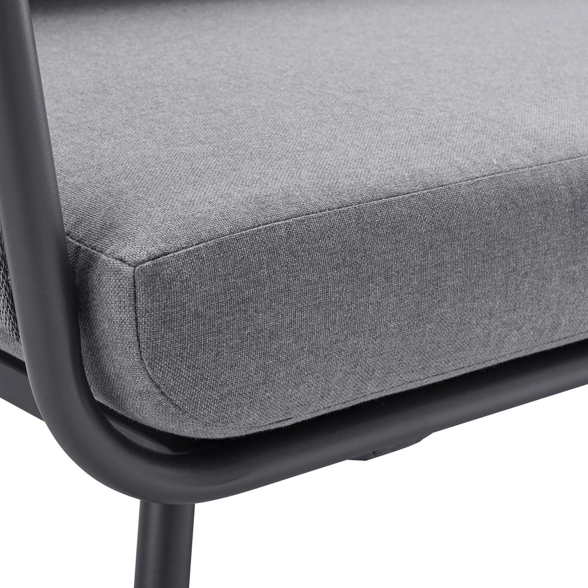 KOMPLET STOŁOWY NA TARAS CAMILLA - szary, Modern, metal/tkanina (252/65/68cm) - Bessagi Garden