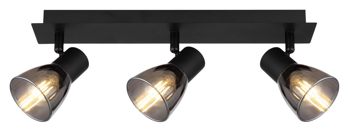 Strahler Claude in Schwarz max. 40 Watt - Schwarz, Design, Glas/Metall (40/7/15,5cm) - Globo