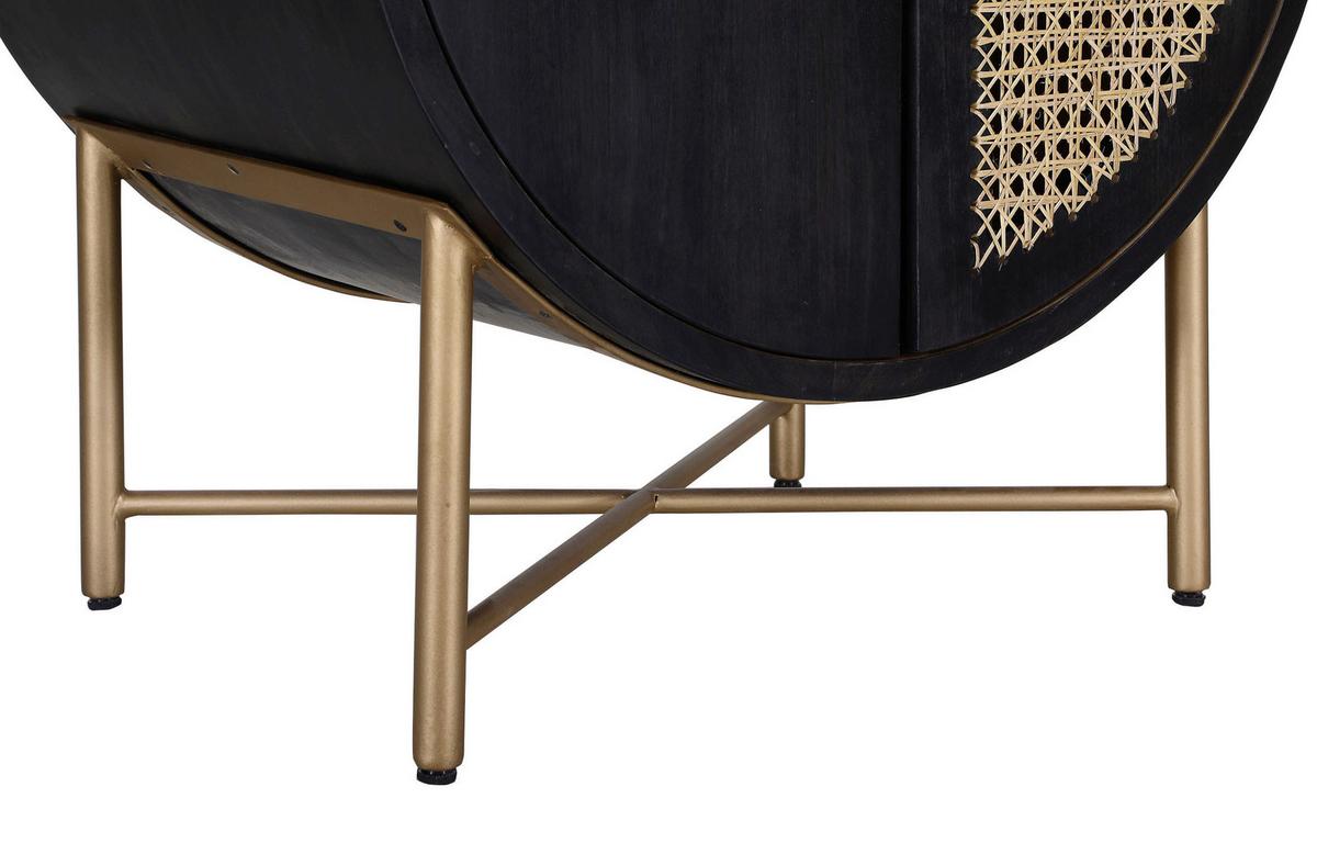 Highboard aus Mangoholz in Schwarz - Messingfarben/Schwarz, Lifestyle, Holz/Metall (70/142/48cm) - Premium Living