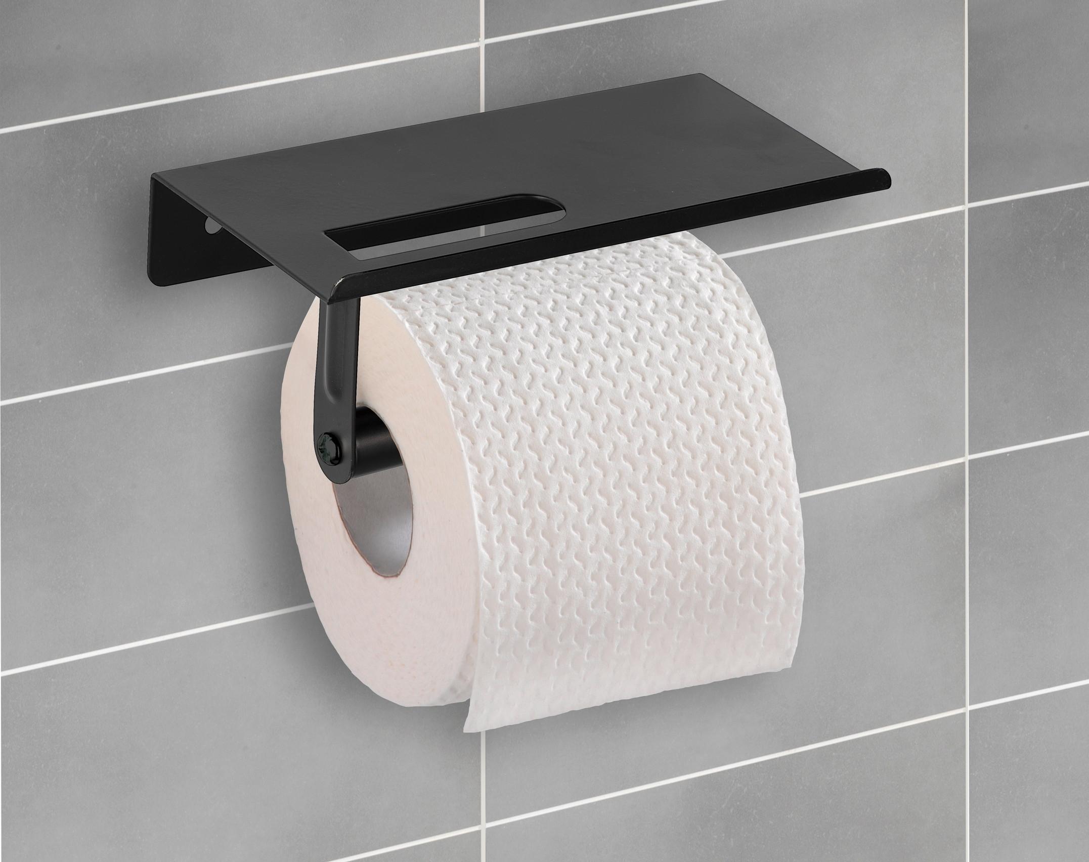 Suport hârtie igienică Allstar Walli - negru, Modern, metal (18/9,5/7,5cm) - Wenko