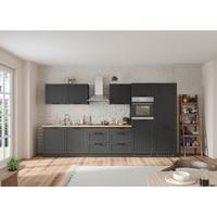 Küchenzeile Meran mit Geräten ca. 360 cm Grau/Eiche Dekor - Eiche Wotan/Schwarz, LIFESTYLE, Holzwerkstoff/Metall (360cm) - Held