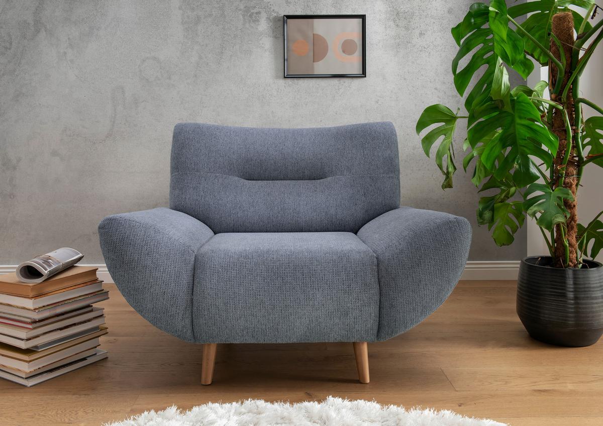 Sessel Drago Hellblau Chenille - Wildeiche/Hellblau, MODERN, Holz/Textil (111/81/90cm) - MID.YOU