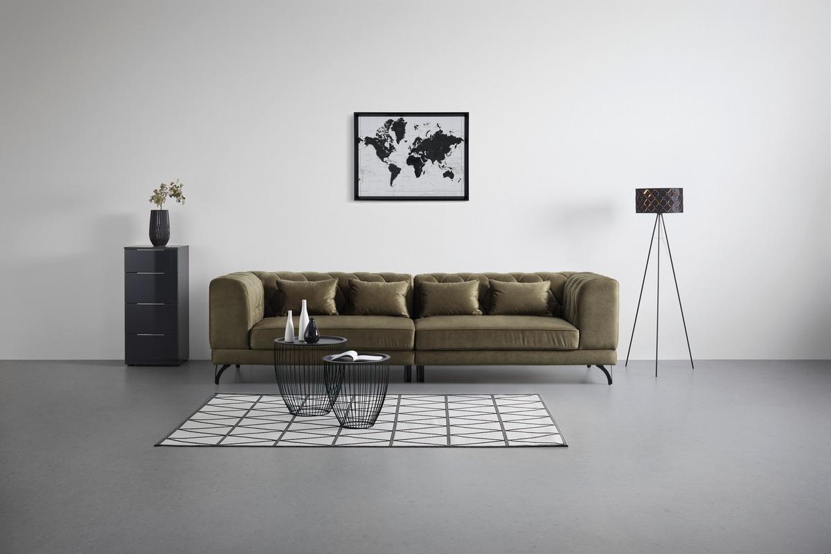 Mega Sofa Totti - maslinasto zelena/crna, Moderno, tekstil/metal (277/74/100cm) - Modern Living