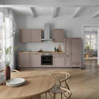 Küchenleerblock Frame Low o. Geräte Beigebraun - Edelstahlfarben/Eichefarben, MODERN, Holzwerkstoff/Metall (330cm) - Nobilia