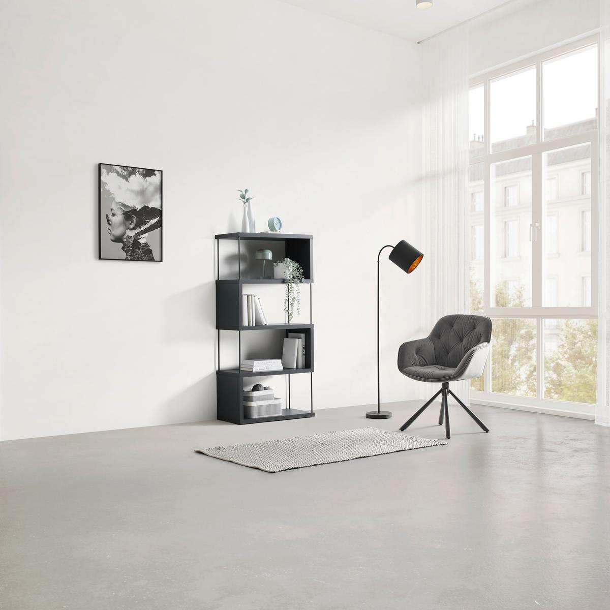 Regal Pinnar - Dunkelgrau, Modern, Holzwerkstoff/Metall (66/136,5/33cm) - Mömax
