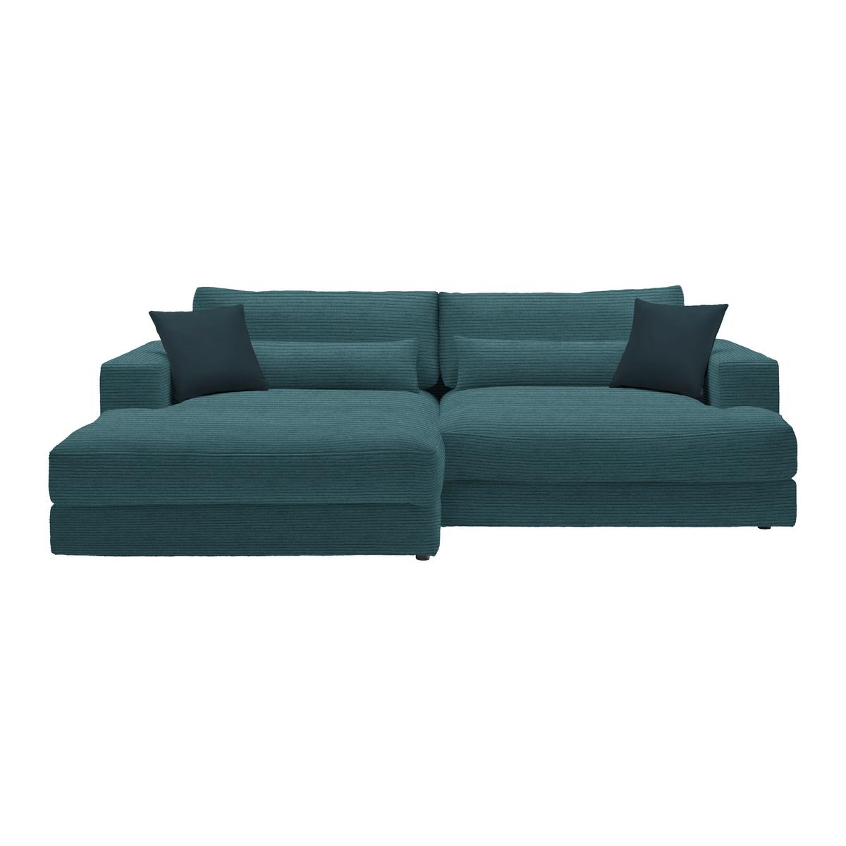 Ecksofa Fabiona links Petrol - Schwarz, MODERN, Holz/Kunststoff (194/85/268cm) - Premium Living