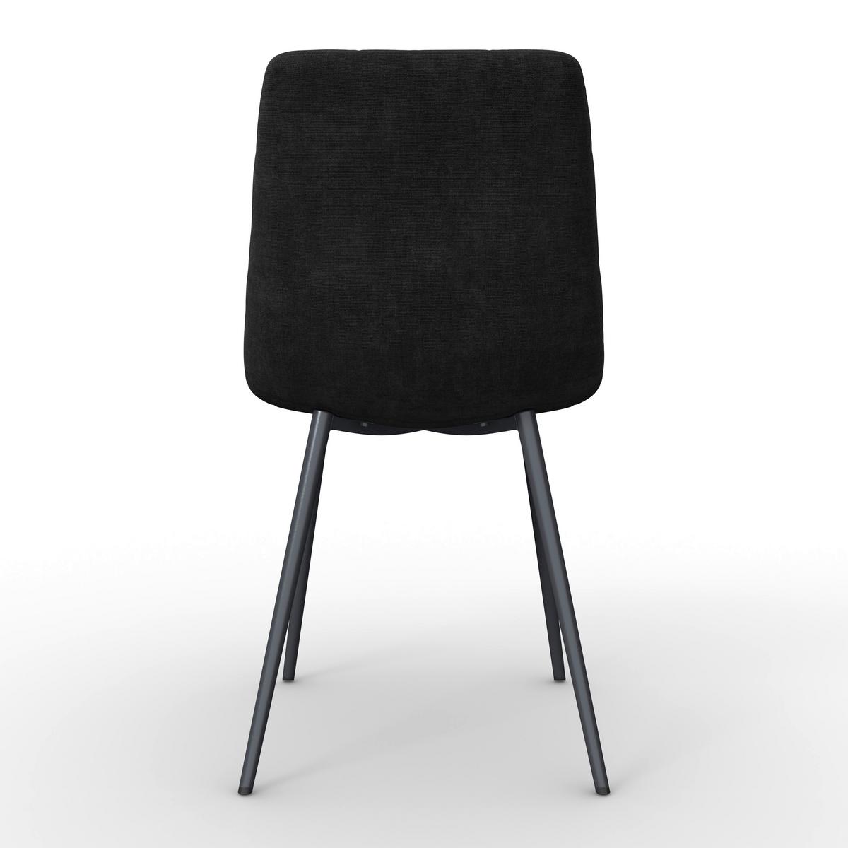 Stuhl Ria Schwarz Mikrofaser Gepolstert - Schwarz, MODERN, Textil/Metall (44/87/54cm) - Bessagi Home