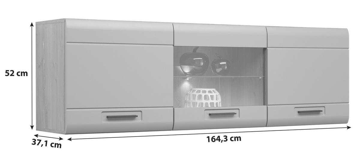 Vitrină suspendată AURIS - alb, Modern, sticlă/material pe bază de lemn (164,3/52/37,1cm) - Modern Living