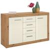Kommode in Weiß/Eichefarben - Chromfarben/Eichefarben, KONVENTIONELL, Holzwerkstoff/Kunststoff (138/86/40cm) - Mömax