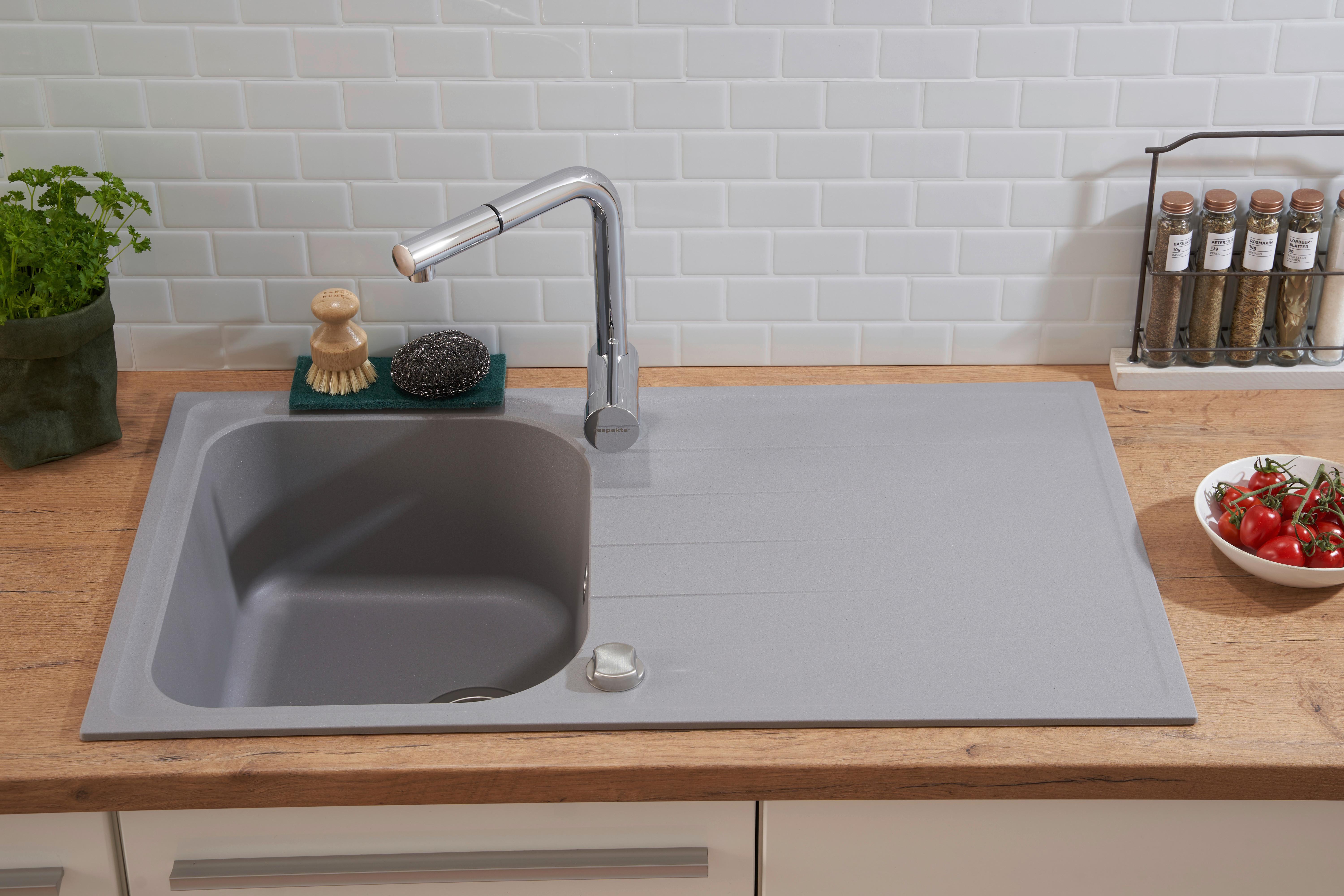 Granitspüle Orlando ca. 86x20,9x50 cm Grau - Grau, Trend, Stein (86/20,9/50cm) - Respekta