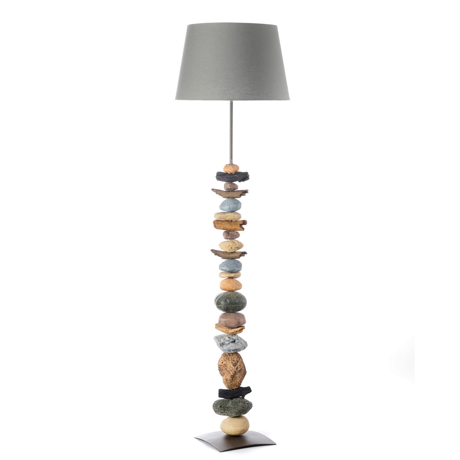 Stehleuchte Vera Schwarz/Blaugrau max. 22 Watt - Blaugrau/Schwarz, Natur, Stein/Textil (45/164cm)