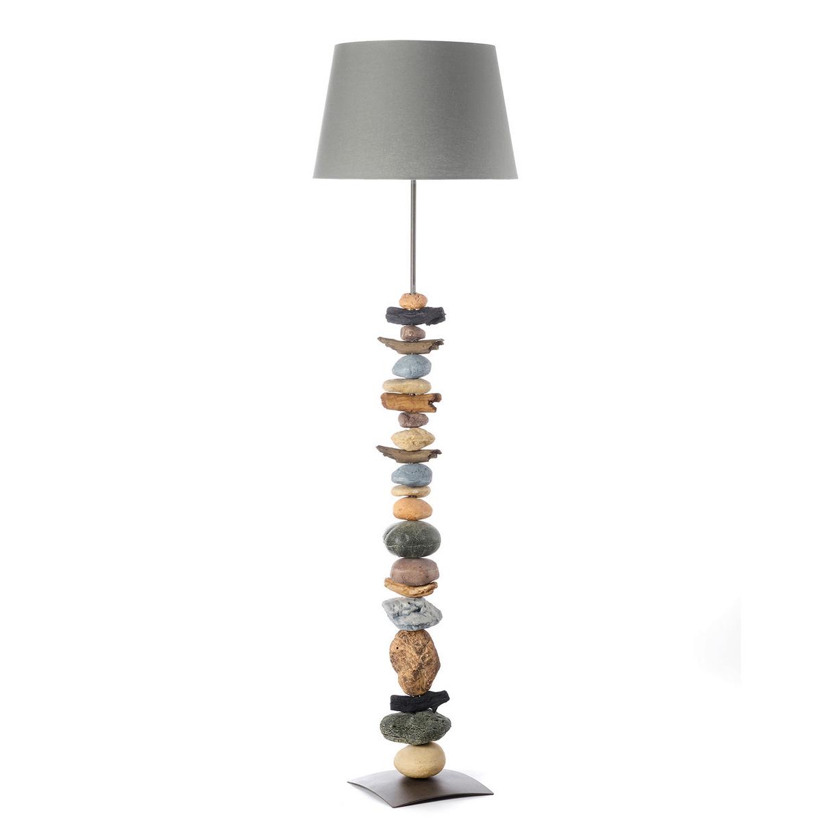 Stehleuchte Vera Schwarz/Blaugrau max. 22 Watt - Blaugrau/Schwarz, Natur, Stein/Textil (45/164cm)