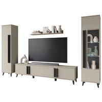 Dnevni Regal Helsinki 2, Bež, 4-Delno - črna/bež, Trend, umetna masa/steklo (260/159,5/33cm)