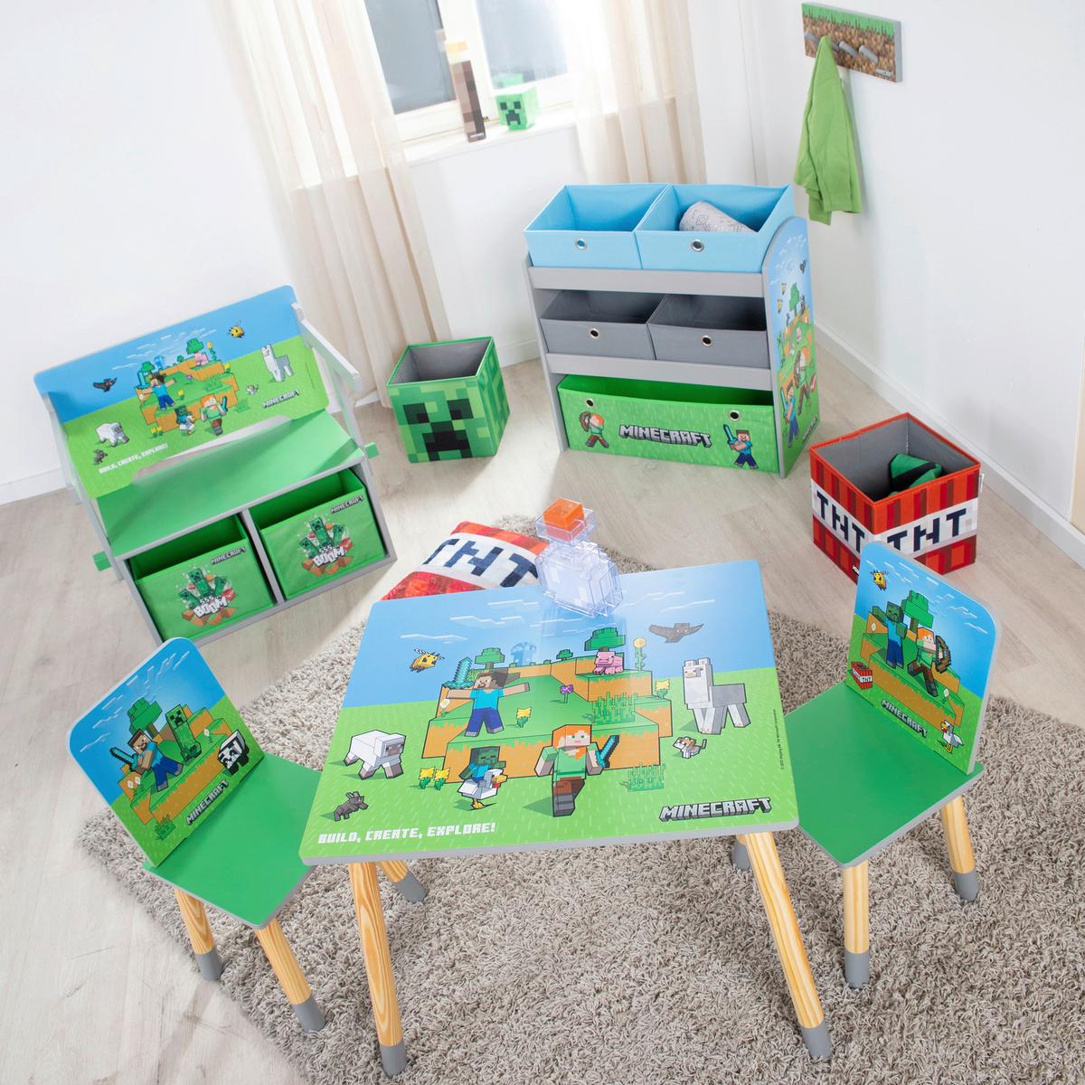 Kinderregal Minecraft ca. 60x63,5x30 cm Grün/Blau - Blau/Multicolor, MODERN, Holzwerkstoff/Textil (60/63,5/30cm) - Minecraft