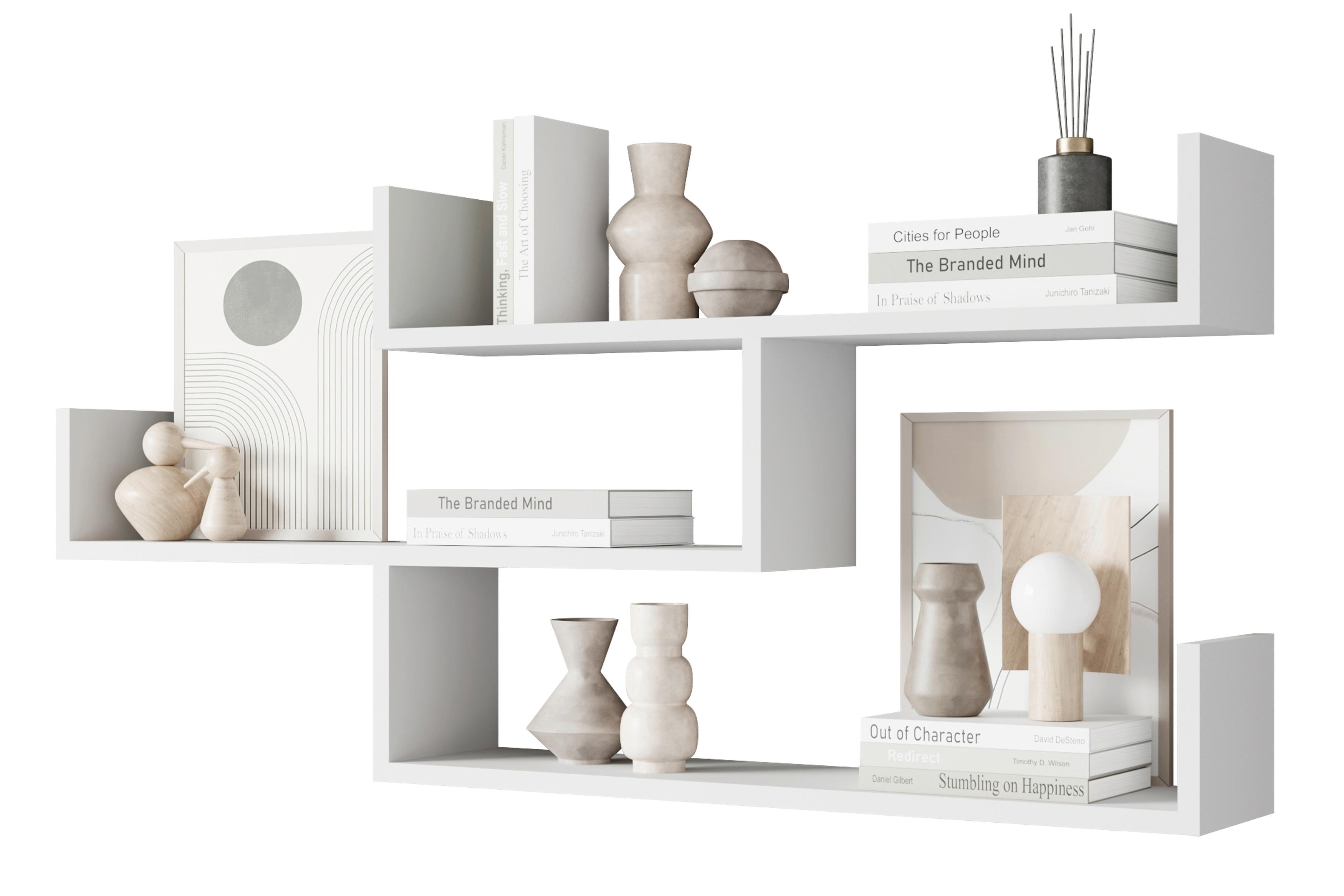 Stenski Regal Trio, Bela - bela, Basics, leseni material (119,1/55/18cm) - P & B