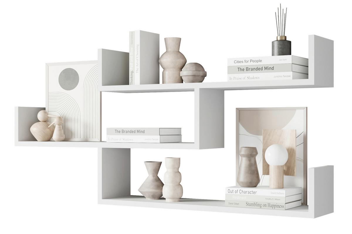 Stenski Regal Trio, Bela - bela, Basics, leseni material (119,1/55/18cm) - P & B