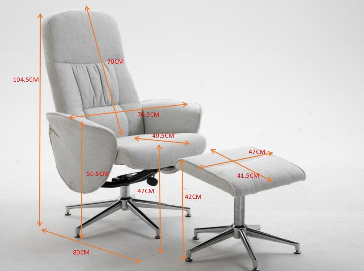 Relaxsesselset Rolf Hellgrau mit Hocker - Hellgrau, Design, Textil/Metall (77/104,5/82cm) - Livetastic