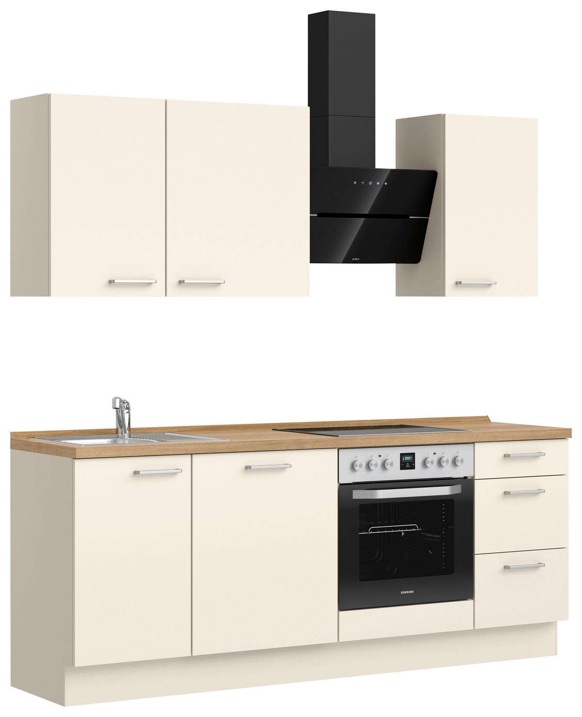 Küchenleerblock Touch High o. Geräte Magnolie - Edelstahlfarben/Eichefarben, MODERN, Holzwerkstoff/Metall (210cm) - Nobilia