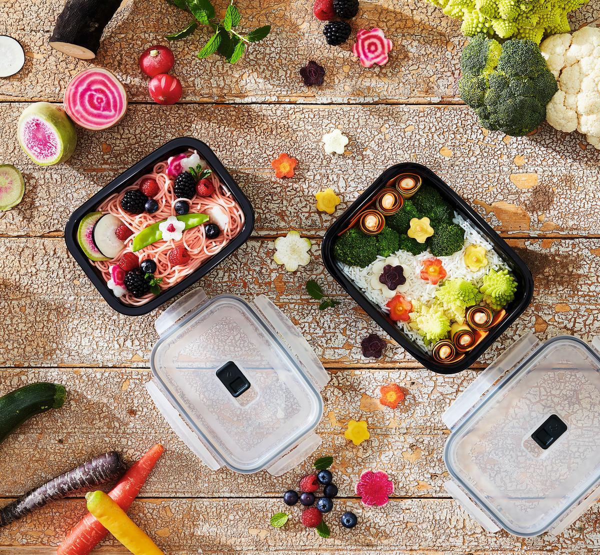 Set Posod Za Shranjevanje Black Box, 2-Delni - črna/prozorno, Basics, steklo - Creatable