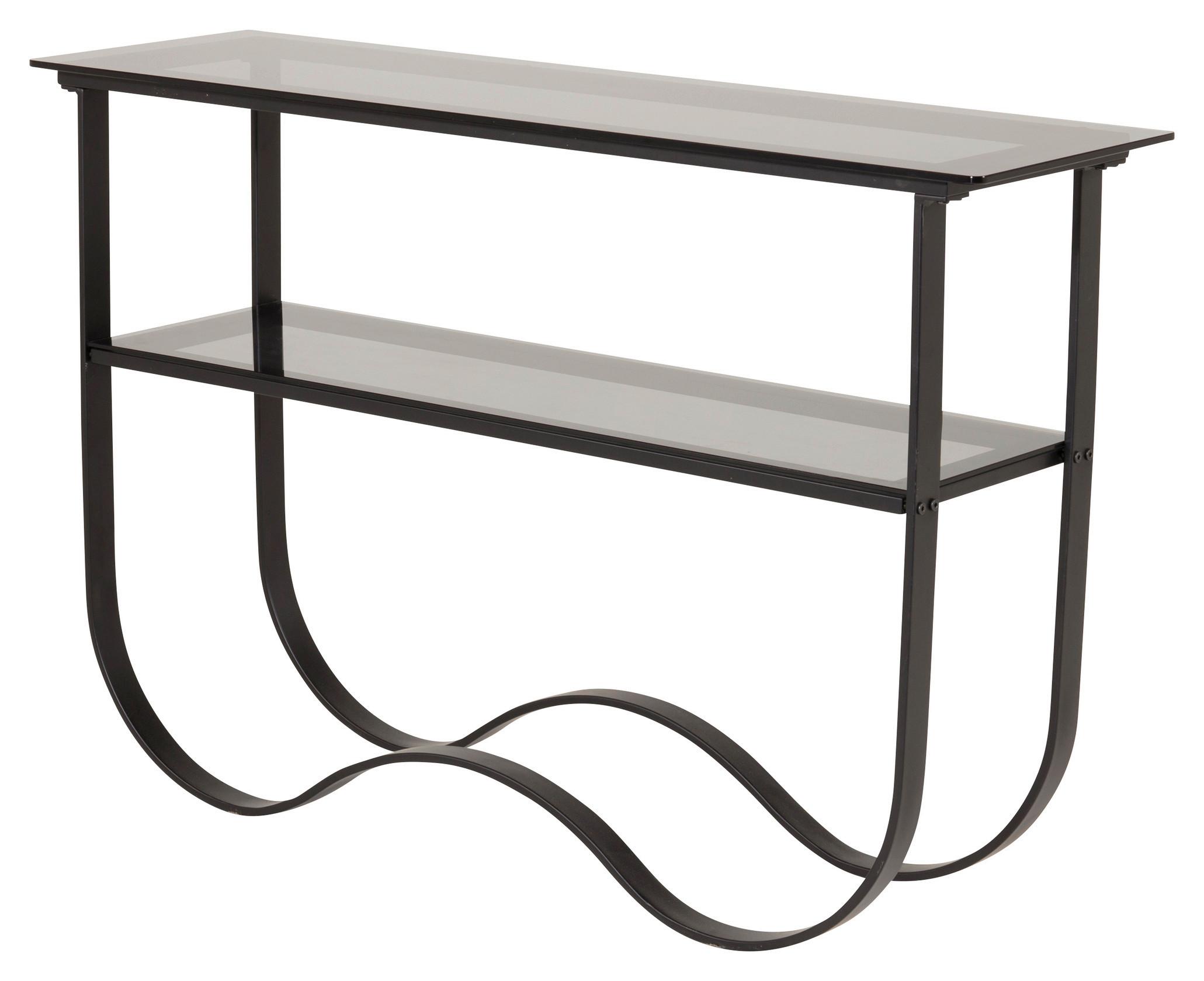 BEISTELLTISCH WAVY - Schwarz, Design, Glas/Metall (117/33,5/76cm) - Livetastic