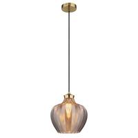 HÄNGELEUCHTE 15898H1 - Goldfarben/Schwarz, Basics, Glas/Textil (25/120cm) - Globo