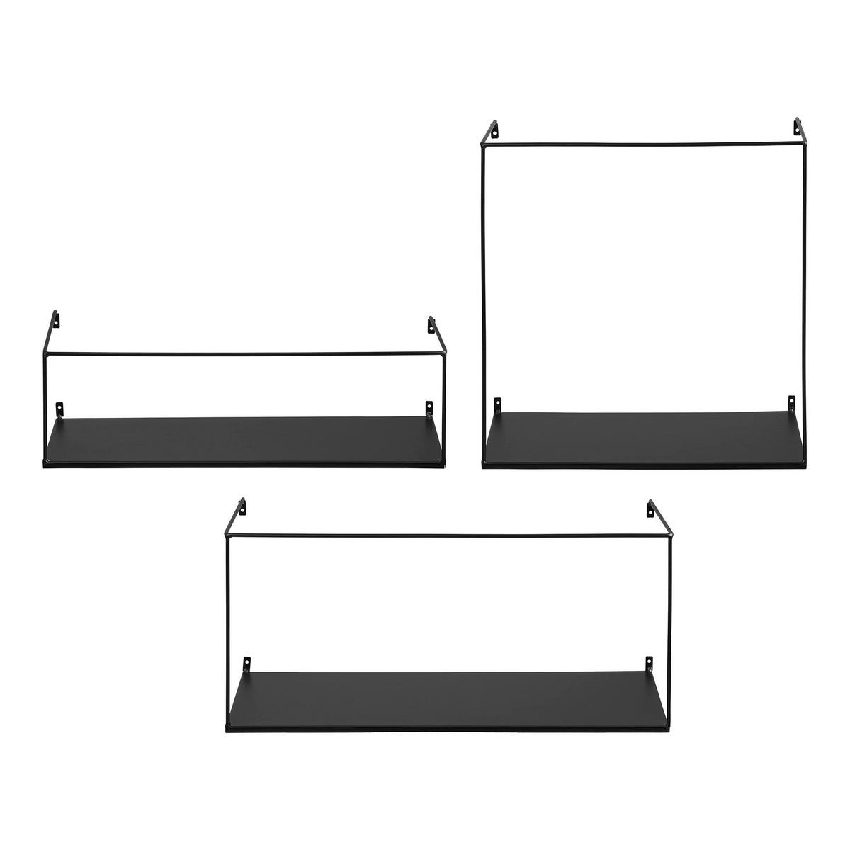 Wandregalset Ulmo Wall Shelf Schwarz, 3-teilig - Schwarz, Basics, Metall