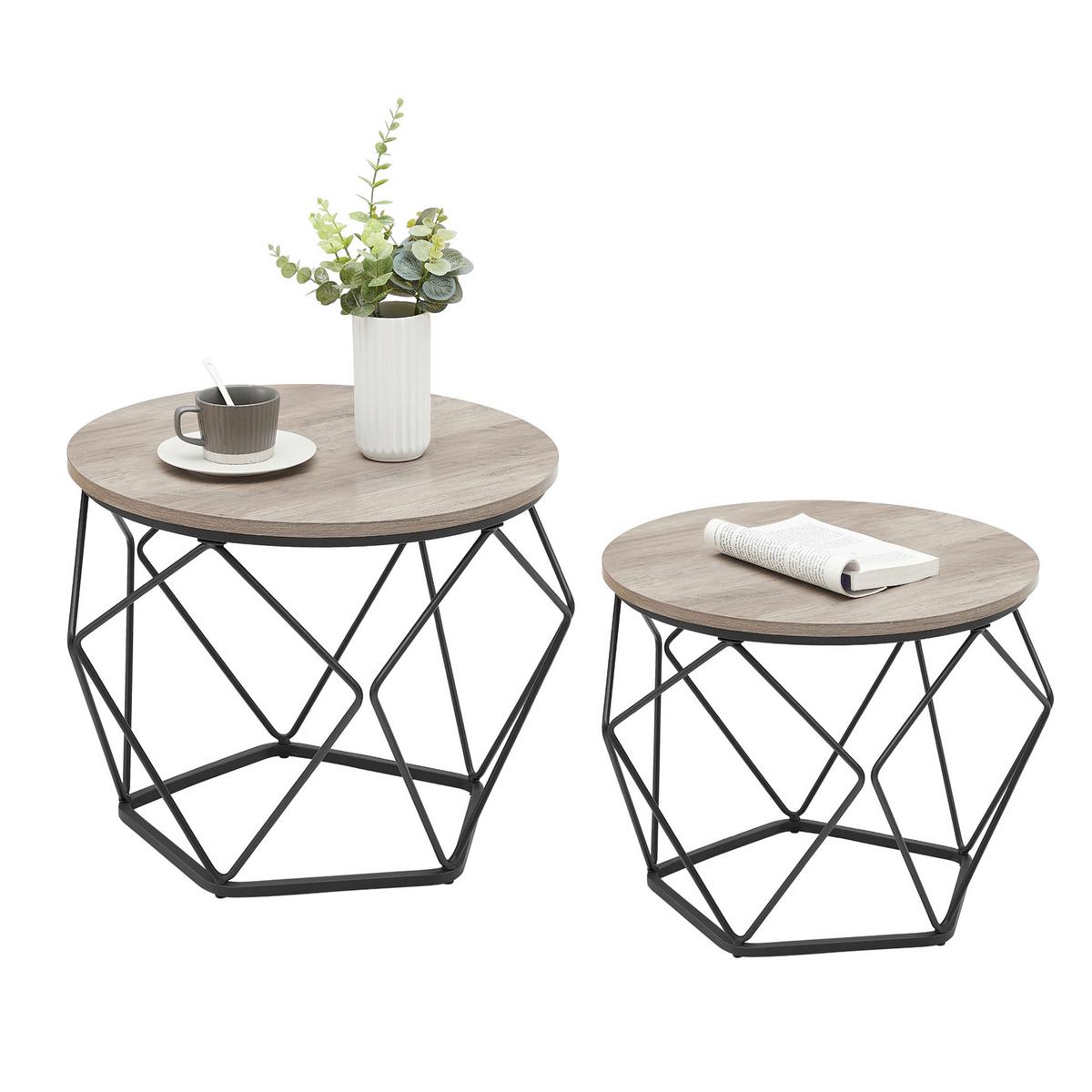COUCHTISCHSET COFFEE TABLE - Greige/Schwarz, MODERN, Holzwerkstoff/Metall (50/50/40cm) - MID.YOU