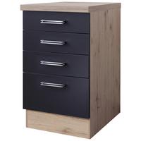 Schubkastenunterschrank Anthrazit/Eiche - Edelstahlfarben/Eichefarben, MODERN, Holzwerkstoff/Metall (50/86/60cm) - FlexWell