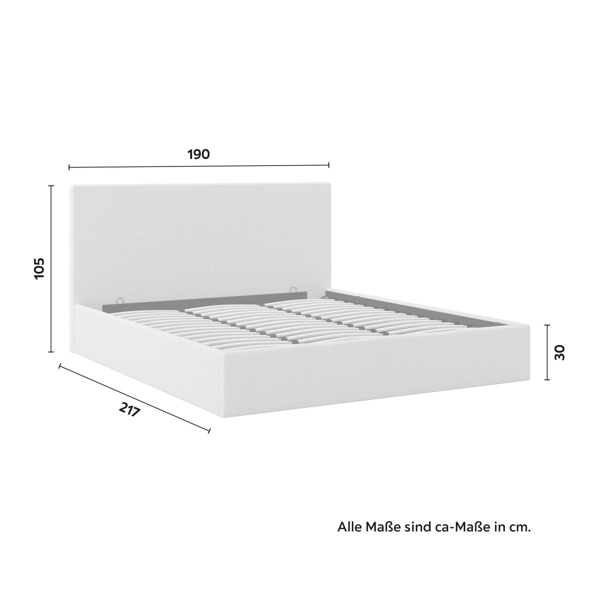 Polsterbett Yara ca. 180x200 cm Elfenbein - Elfenbein/Schwarz, Modern, Holz/Holzwerkstoff (180/200cm) - Bessagi Home